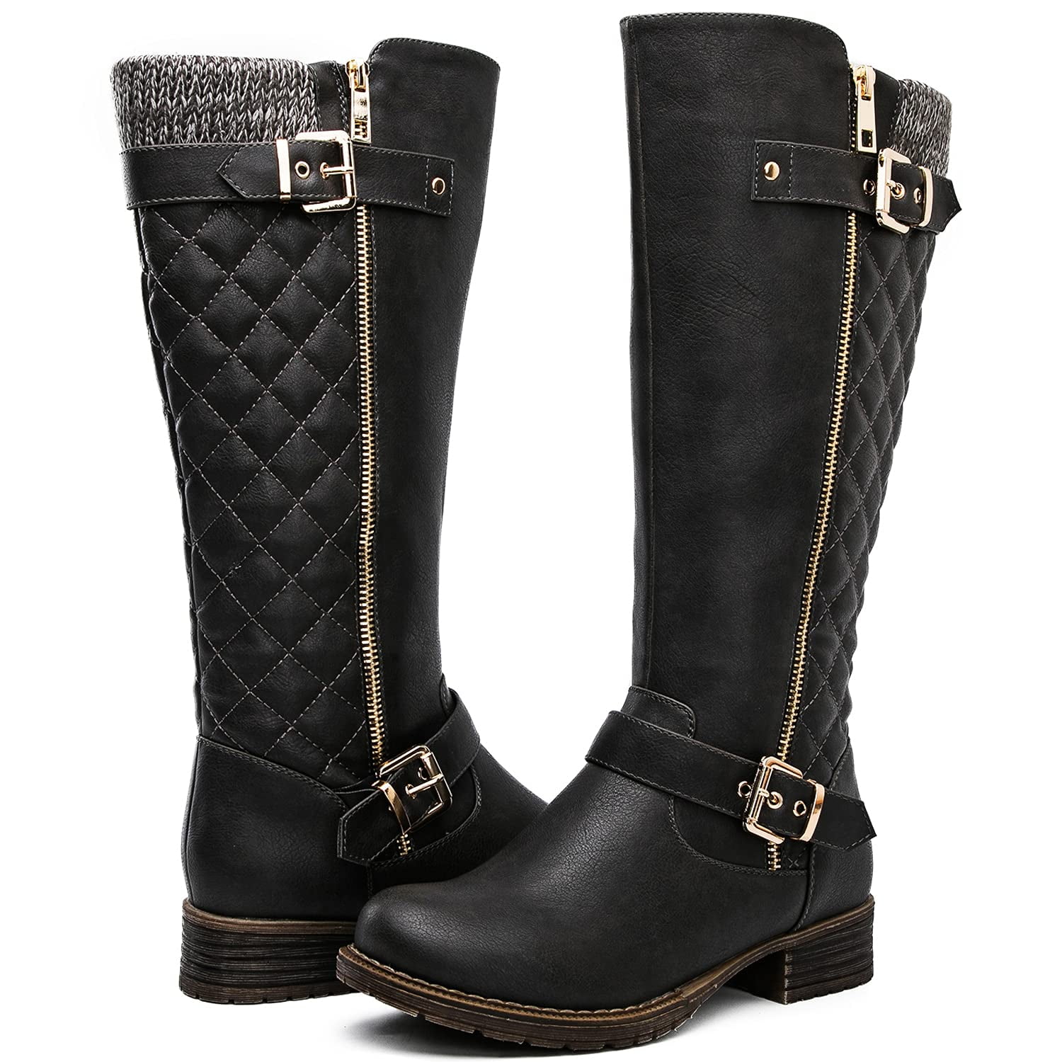 GLOBALWIN Women's Grey Quilted KneeHigh Fall Winter Fashion Riding