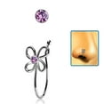 thumbnail image 2 of iJewelry2 Light Purple Round Crystal Sterling Silver Illusion Stud Flower Shaped Nose Lip Non-piercing Bone Ring Clip, 2 of 2