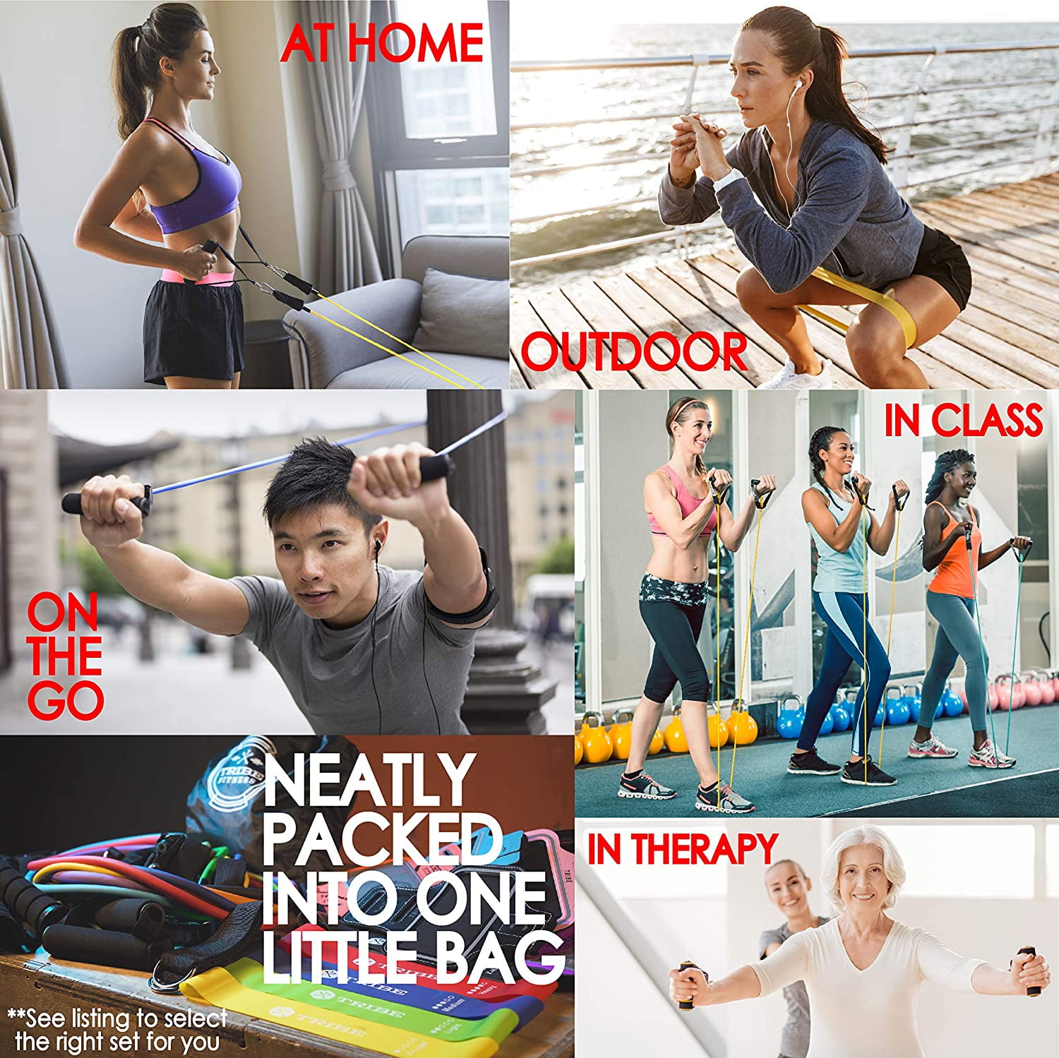 NEW 5 RESISTANCE BANDS SET for YOGA ABS GYM WORKOUT Ankle Straps Door Anchor Walmart