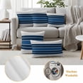 thumbnail image 6 of Lake Blue Stripes Outdoor Waterproof Pillow Covers, Modern Minimalist Gradient Lines Decorative Square Throw Pillowcase Sofa Cushion Sham for Patio/Couch/Chair, 24"x24" 2 Pack, 6 of 8