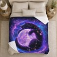 thumbnail image 5 of Celestial Cat Hugging Moon Galaxy Nebula Dreamy Mystic, Peaceful Pet Portrait Pattern, Warm Flannel Blanket for Living Room and Bedroom, Cat Lovers Just Because Gift, Pet Lover Home Decor, 5 of 9
