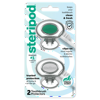 Steripod Clip-On Toothbrush Protector, Keeps Toothbrush Fresh and Clean, Fits Most Manual and Electric Toothbrushes (Colors May Vary), 2 Count