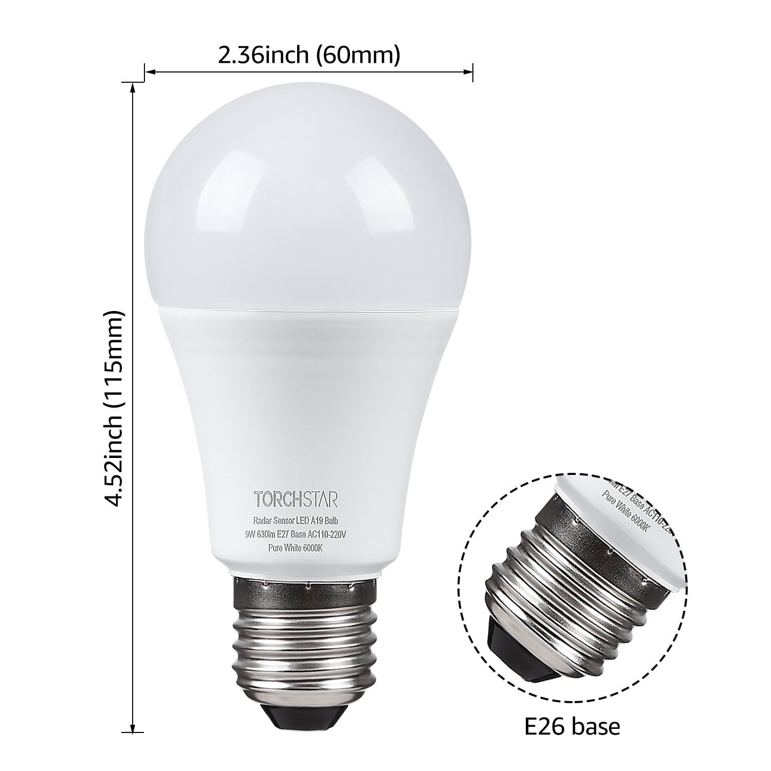 Torchstar 9w A19 Motion Sensor Light Bulbs Dusk To Dawn Led