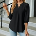 thumbnail image 3 of Scyoekwg Womens Tops Trendy Short Sleeve Tunic Casual Tshirt Loose Comfy Blouse V-Neck Elegant Shirts Dressy Blouse Classic Solid Color Cute Tops (Black,XXL), 3 of 4