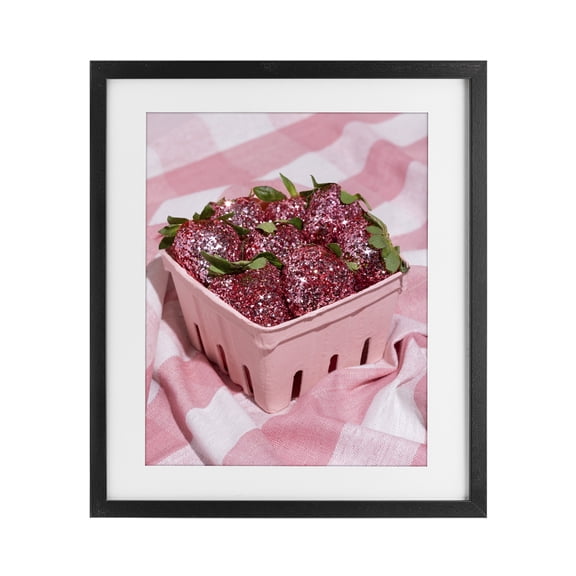 Stupell Industries Glam Glimmer Strawberries Black Framed Print Under Glass, design by LISH Creative
