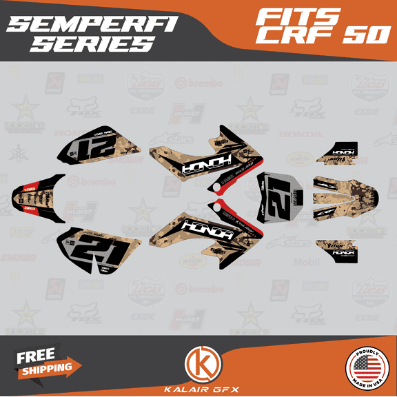 Kalair GFX Graphics Kit for Honda CRF50 (2013-2023) Semperfi Series