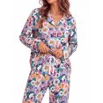 thumbnail image 5 of Fantaslook Womens Pajama Sets Button Down 2 Piece Pjs Long Sleeve Loose Floral Sleepwear with Pockets, 5 of 9