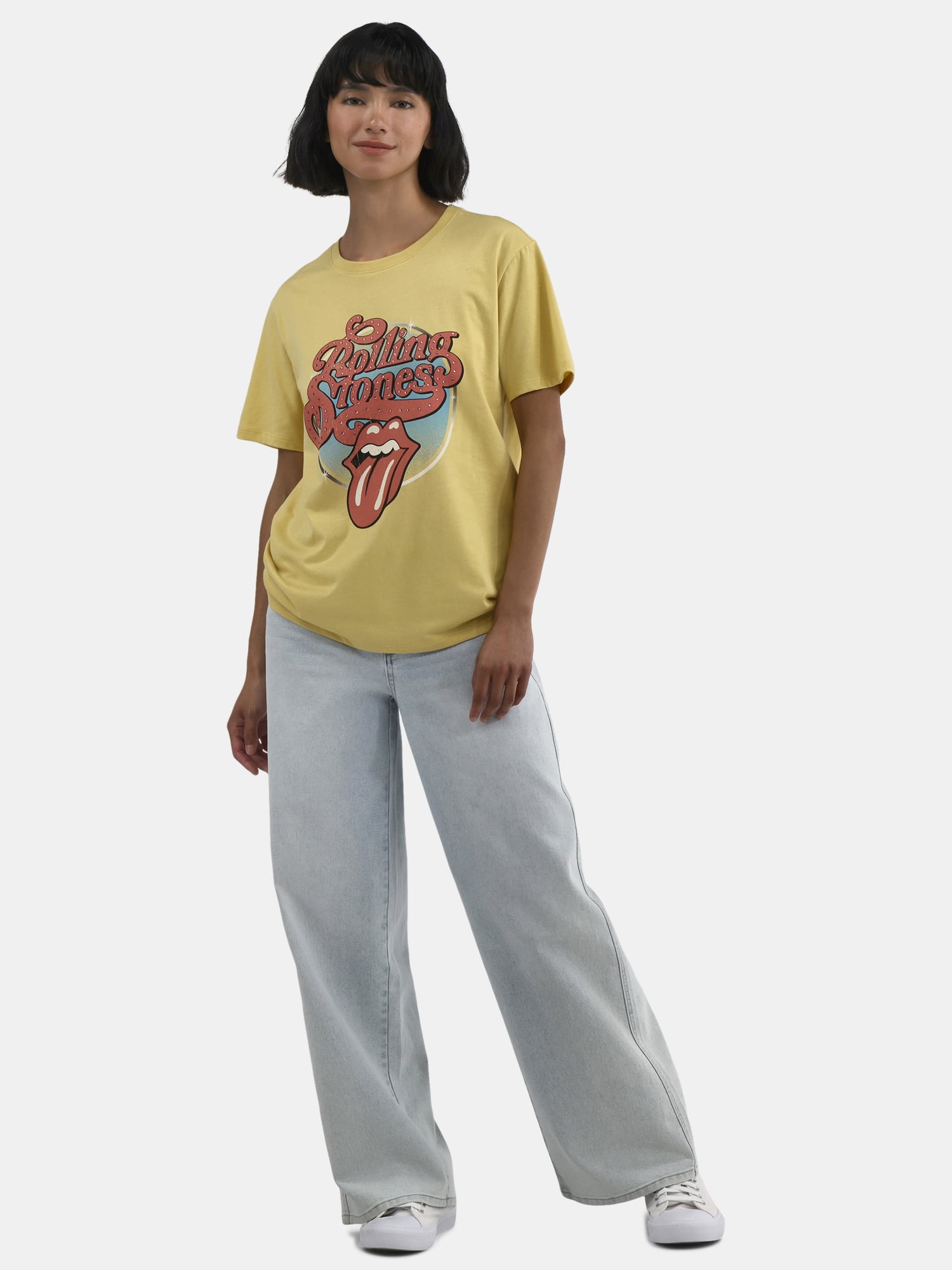Time and Tru The Rolling Stones Vintage Logo Women's Graphic Tee, Sizes XS-XXXL