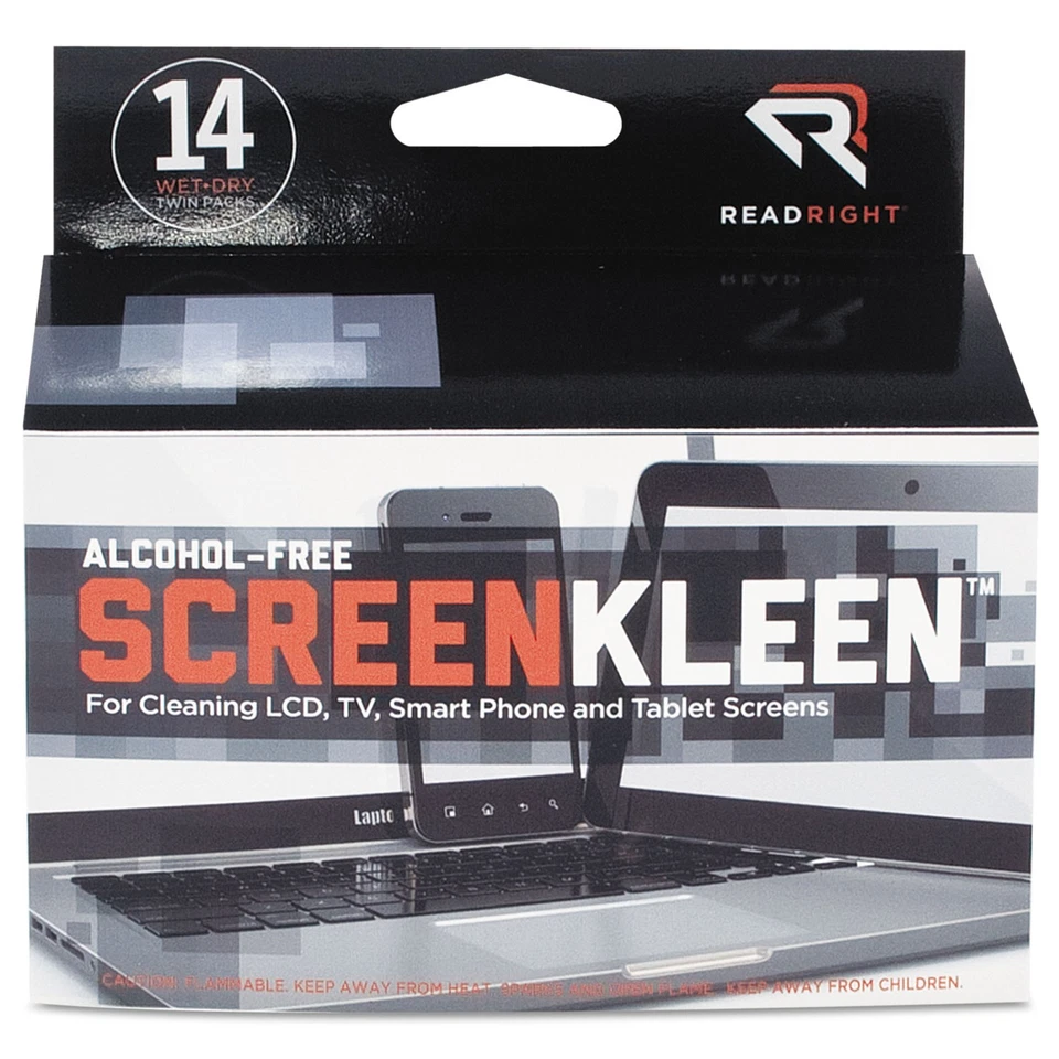 FLINT - Read Right Screenkleen Alcohol-Free Wipes Cloth 5 X 5 14/Box Rr1291