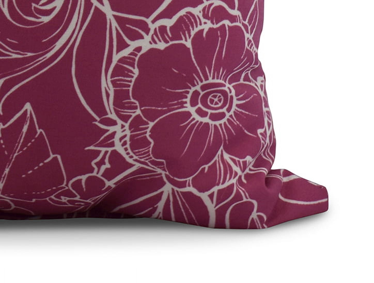 Simply Daisy, 16" x 16" Zentangle 4, Floral Print Outdoor Pillow, Pink