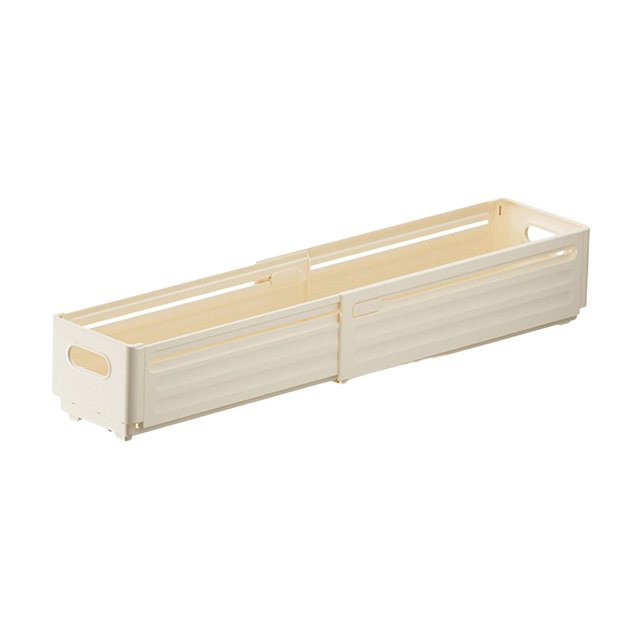 Organizador de cajones retráctil, caja de almacenamiento de papelería de escritorio, práctico cajón divisorio multifuncional para tocador de dormitori Crema