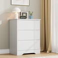 thumbnail image 3 of Memoryfield Wooden 3-Drawer Tall Dresser, Modern Chest of Drawers With Deep Storage and Wide Top for Bedroom or Living Room, White, 3 of 8