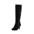 thumbnail image 2 of Tejiojio Clearance Women Boots Winter Square High Heel Knee-high Zip Pointed Toe Shoes Fleece Vamp Female Boots, 2 of 7