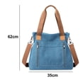 thumbnail image 2 of Bolso tote vintage multibolsillos de lona para mujer azul, 2 of 5