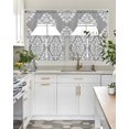 thumbnail image 4 of Baroque Grey Swag Curtains for Living Room/Bedroom Windows, Vintage Damask Classic Floral Kitchen Curtains and Valances Set 36 Inch Length, Light Filtering Swags Valance Curtain Panels, 4 of 5