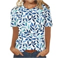 thumbnail image 2 of Puntoco Liquidación de blusas cortas para mujer, blusa informal de manga corta con cuello redondo y estampado para mujer, 2 of 4