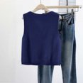 thumbnail image 7 of Wyongtao Womens Sweater Vest Knitted V Neck Sleeveless Button Down Cardigan Lightweight Casual Trendy Fall Clothes (2XL, Navy), 7 of 7