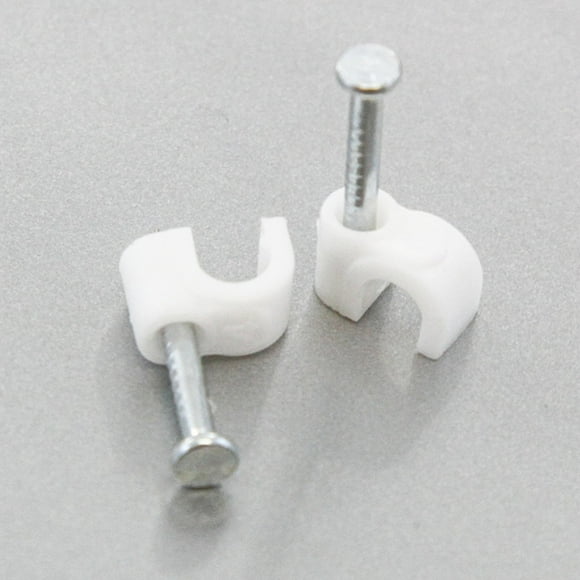 100 Round 5/32 Inches (4 mm) Cable Wire Clips Cable Management Cord Tie Holder Coaxial Nail in Clamps Tacks
