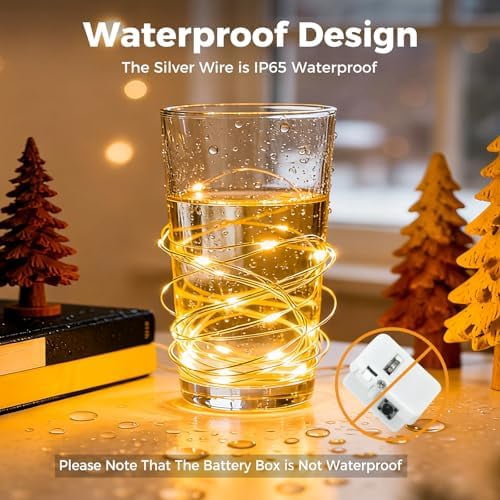 Twinkle Lights Battery Operated 30 Packs Fairy Lights, 3 Modes, Bulk Mini Waterproof Silver Wire for Weddings Mason Jars Party, Led String Lights, Garden Decor, Warm white