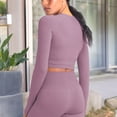 thumbnail image 3 of Women's Long Sleeved Seamless Fitness Yoga Top- Small, Purple, 3 of 6