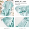 thumbnail image 4 of TEMOFON Women's 2 Piece Striped Lounge Set, Summer Casual Comfy Short Sleeve Top & Matching Shorts Loungewear Set, 4 of 9
