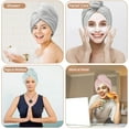 thumbnail image 5 of Yalumo Microfiber Hair Towel 3 Pack, Hair Towel Wrap for Women Quick Dry Hair Turban for Wet Hair Anti Frizz, Super Absorbent Head Towels Wrap for Curly, Long & Thick Hair (Blue,Grey,Pink), 5 of 7