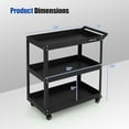 thumbnail image 3 of Gymax 3-Tier Rolling Tool Cart w/ 3 Spacious Shelves 4 Universal Wheels w/ 2 Brakes Black, 3 of 9