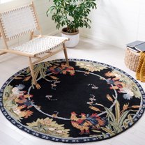 Safavieh Chelsea Lanford Animal Wool Area Rug, Black, 4' x 4' Round