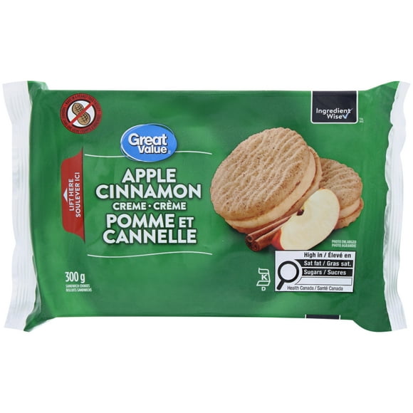 Biscuits-sandwichs à la crème pomme et cannelle Great Value 300 g