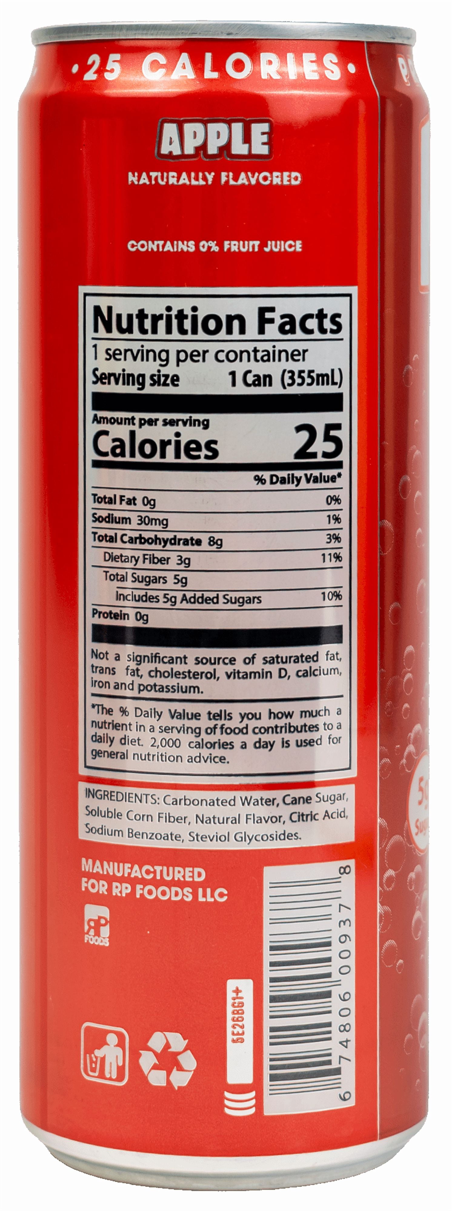 (12 pack) Kuii Prebiotic Soda, 12 fl oz, Single Aluminum Can, Apple