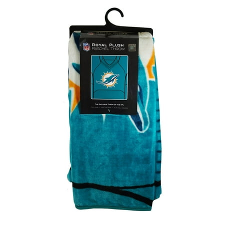 Miami Football Dolphins 50x60 inch NFL Jersey Design Royal Plush Raschel Throw Blanket
