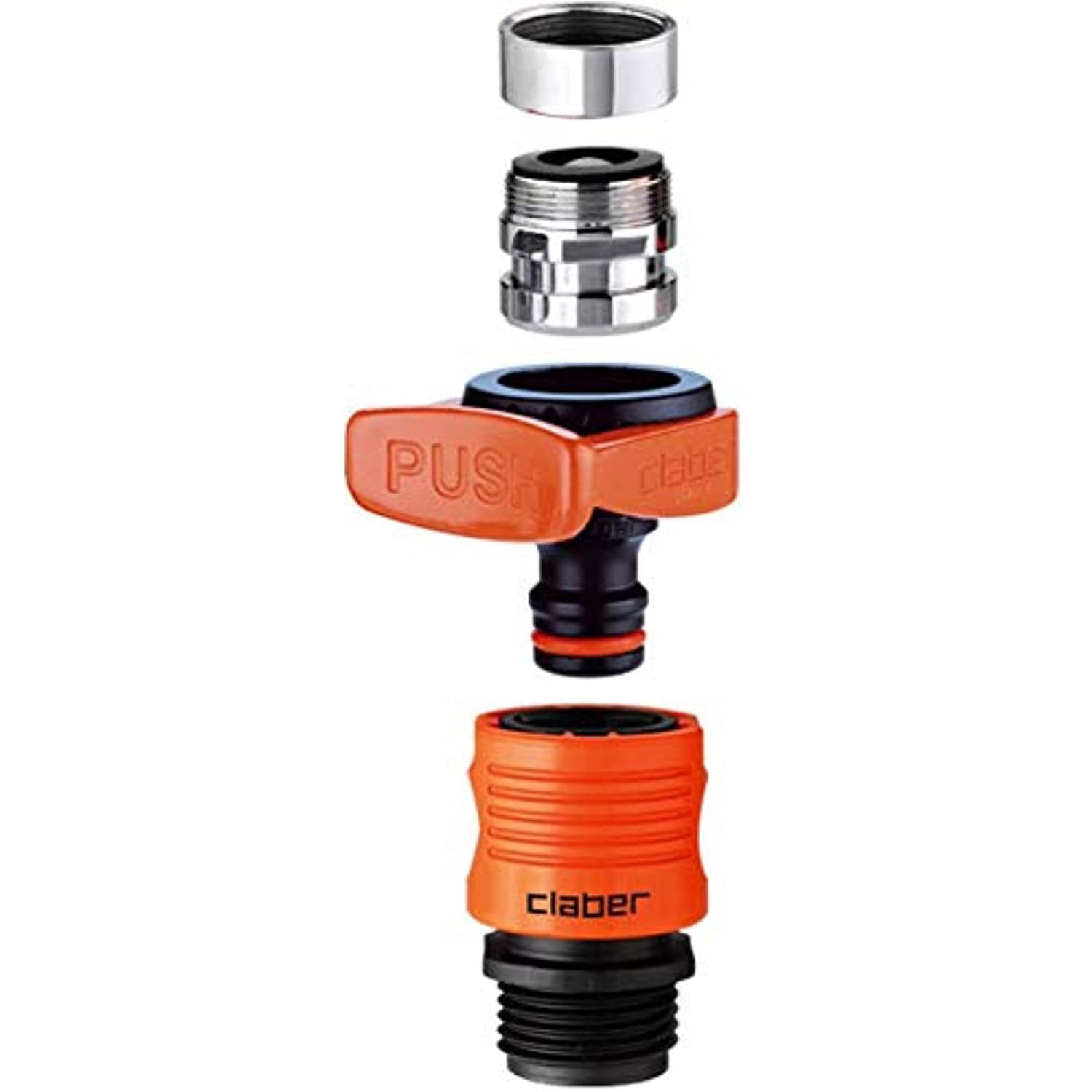 Black/Orange Details about   Claber 8587 Quick-Fit Tap Connector Set Indoor Faucet Adapter 