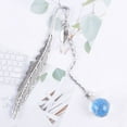 thumbnail image 4 of 2pcs Metal Feather Bookmark Classical Handmade Book Mark with Dry Flowers and Bead Pendant Creative Feather Shape Bookmarks School Office Supplies for Reader Students Teachers, 4 of 7