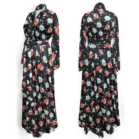

Plus Size 1x Women Kimono Robes Long Rayon Bathrobe Lightweight Ultra Soft Sleepwear Night Bloom Print