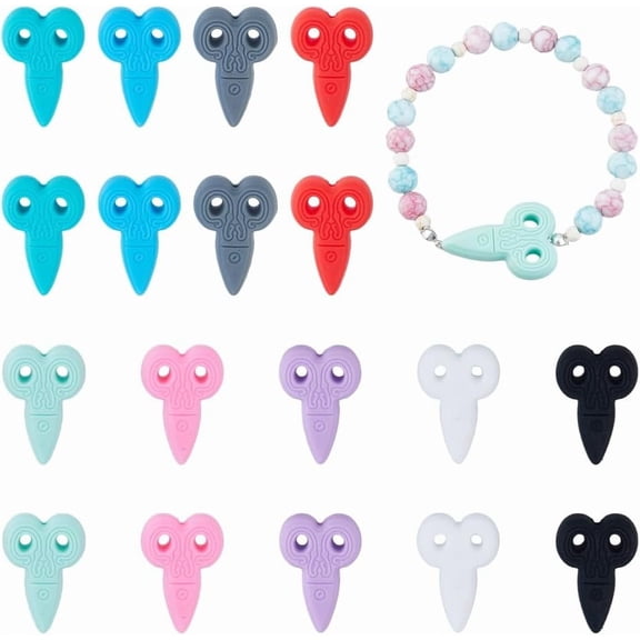 18Pcs Scissor Silicone Beads Cartoon Loose Spacer Silicone Beads Family Themed Silicone Focal Beads for Pens DIY Beaded Phone Straps Supplies Bracelet Jewelry Making Hole: 2mm