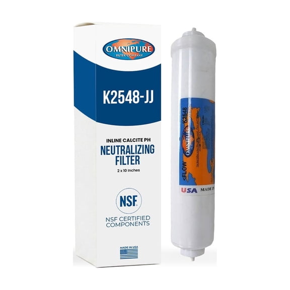 Omnipure K2548-JJ Inline Calcite pH Neutralizing Filter 1/4-Inch Quick Connect