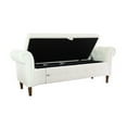 thumbnail image 5 of 63" Storage Ottoman, Flip up Teddy Storage Bench with Safety Hinge, Footstool End of Bed Bench with Rolled Arm for Living Room Entryway Bedroom, Support 500lbs, White, 5 of 9