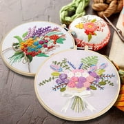 Embroidery Kit For Beginners,Embroidery Kits,Embroidery Hoop,With Floral Pattern Hoops Threads And Needles,Sewing Cross Stitch Starter Set,For Craft Lover Adult,Includes Easy To Follow Instruction