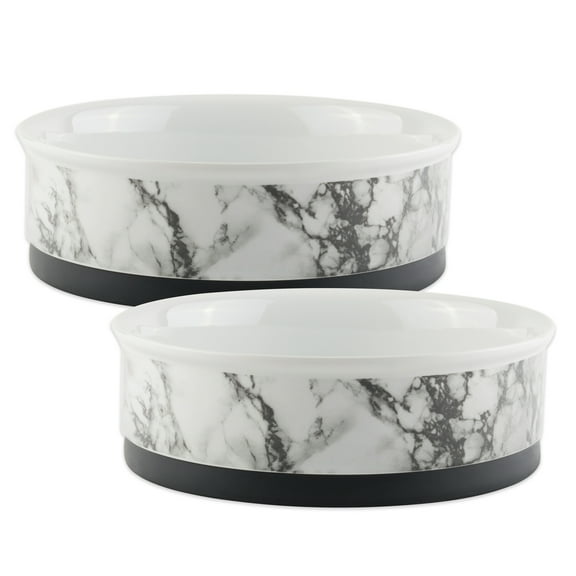 Bone Dry Ceramic Marble, Pet Bowls, Dishwasher Safe, Small, 4.25x2", White, 2 Count