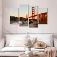 thumbnail image 2 of Elephant Stock Sunlit Golden Gate Wall Art - Horizontal Multi Panel Canvas - Living Room Wall Decor - Architecture Multi Panel - Brown And Orange Decor - 52" x 32", 2 of 8
