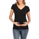 thumbnail image 4 of Blusa Con Capucha de Mujer de Maternidad Top de Lactancia Con Cuello en V Manga Corta Color Sólido de Moda Odeerbi  ODB123358, 4 of 7