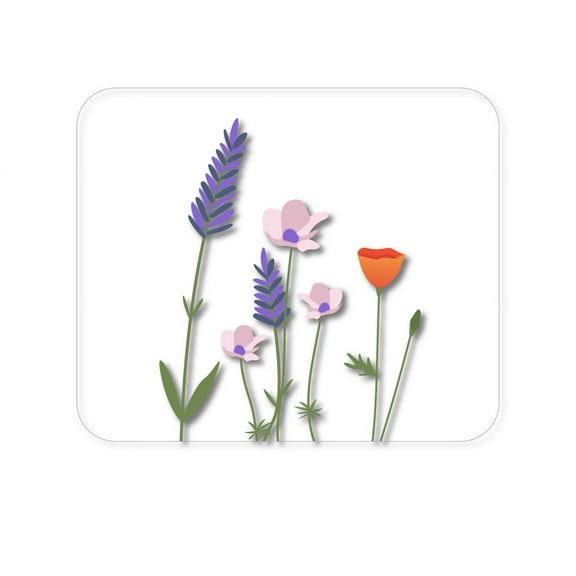 DistinctInk Mouse Pad - 1/4" Foam Rubber - Wildflowers Blue Purple Pink