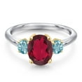 thumbnail image 3 of Gem Stone King 10K Two Tone Gold Ruby Red Mystic Quartz and Blue Zircon Engagement Ring for Women | 2.80 Cttw | Oval 9X7MM | Gemstone Birthstone | Size 6, 3 of 6