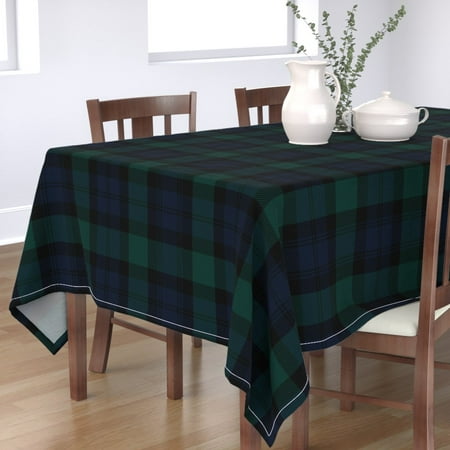 

Cotton Sateen Tablecloth 70 x 120 - Tartan Traditional Textured Plaid Black Preppy Classic Print Custom Table Linens by Spoonflower