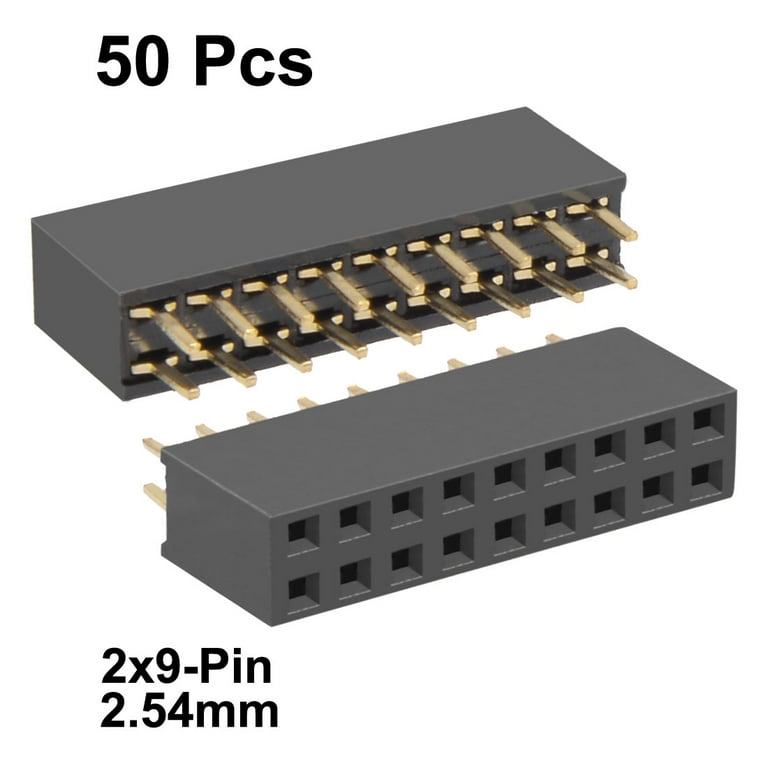 50Pcs 2.54mm Pitch 2x9-Pin Double Row Straight Connector