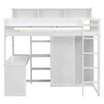 thumbnail image 6 of Euroco Pine Wood Twin Size Loft Bed with Desk, Wardrobe with Clothes Hanger and Display Shelves for Kids Bedroom, White, 6 of 10