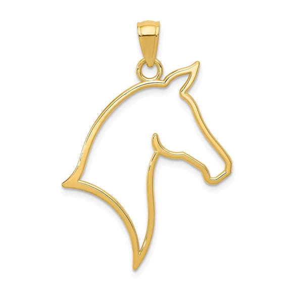 Real 14kt Yellow Gold Polished Cut Out Horse Head Pendant; for Adults and Teens; for Women and Men