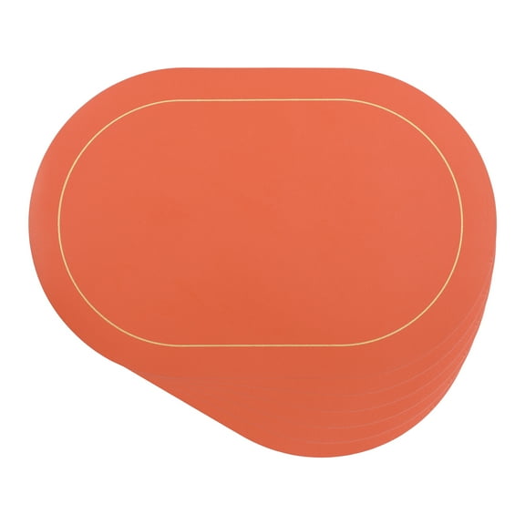 Unique Bargains Set of 6 Faux Leather Placemats Orange