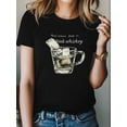 thumbnail image 4 of Women's T-Shirt Drink Whiskey Ice Cubes Short Sleeve Casual Tee Classic Crew Neck T Shirt for Women Black, 3XL, 4 of 7