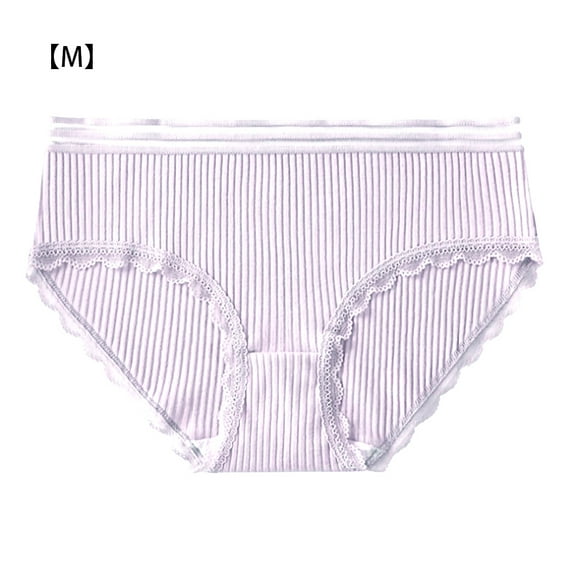 Sonceds Women Cotton Underwear Girl Breathable Briefs Moisture Wicking Elastic Panty with Lace Edge
